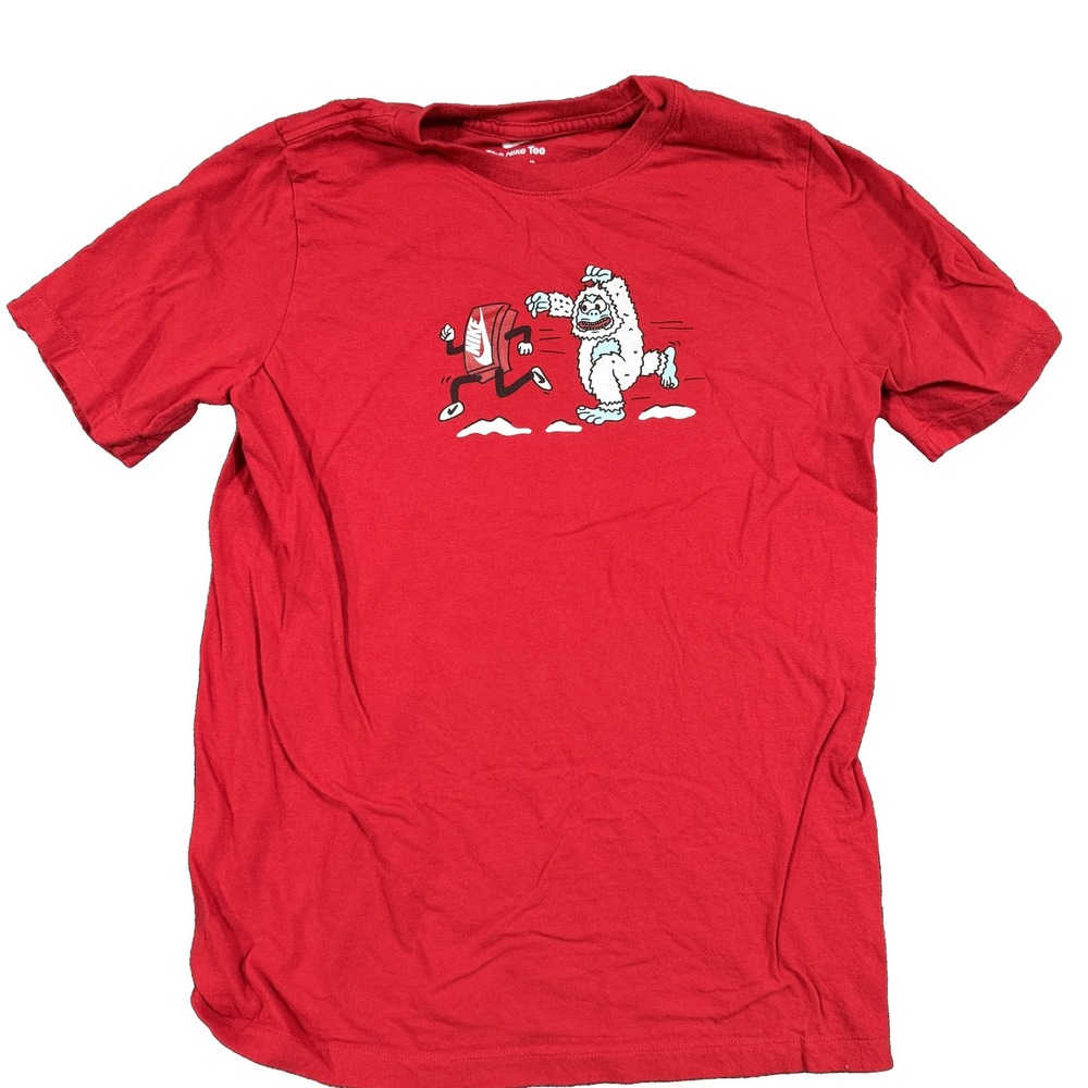 Nike The Nike Tee Red Yeti Abominable Snowman Graphic T-Shirt Size XL